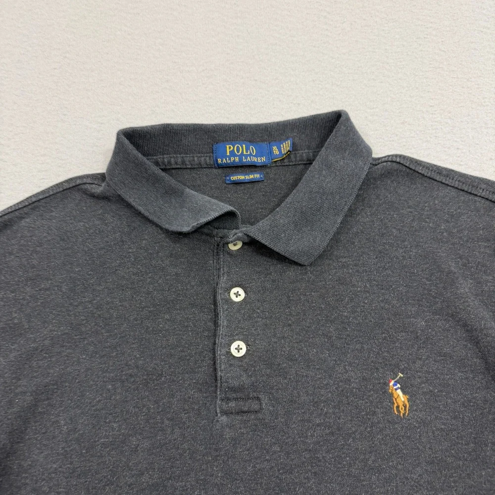 Polo Ralph Lauren Shirt Men's XL Gray Custom Slim Fit Short Sleeve Pony Logo